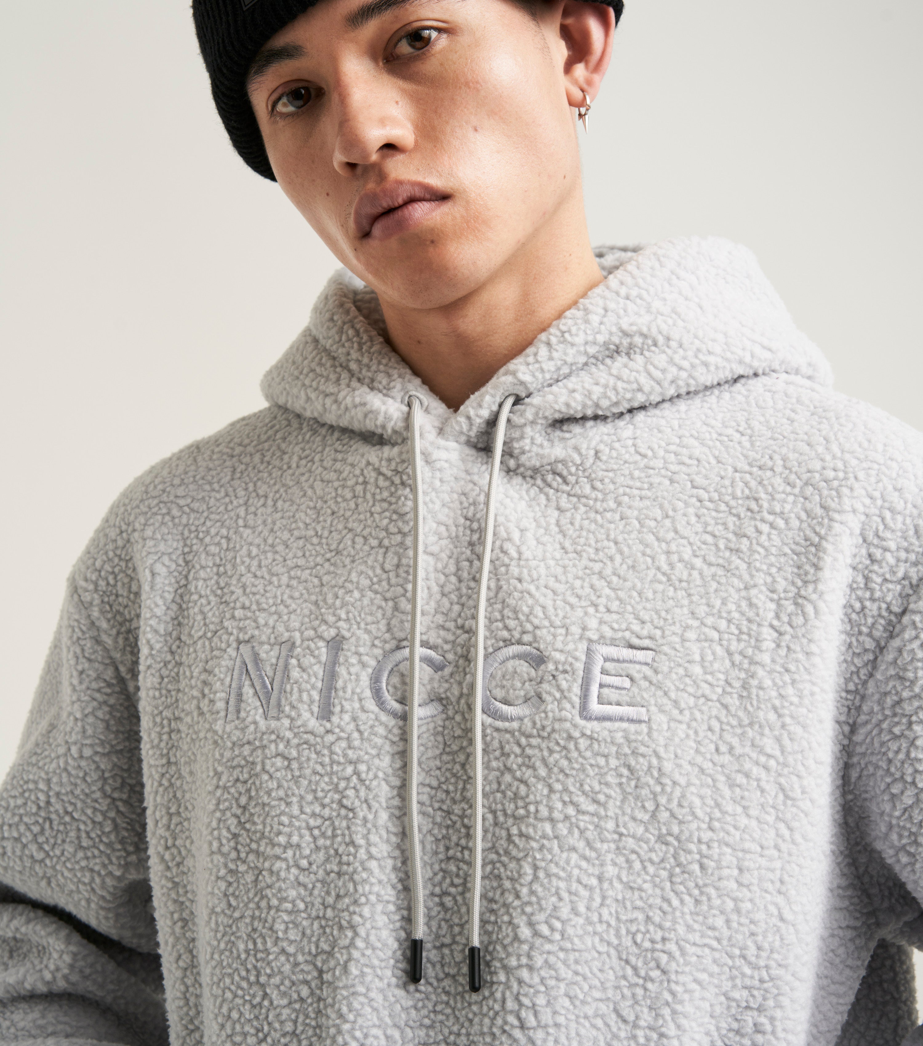 NICCE Mens Mercury Borg Hoodie Cool Grey