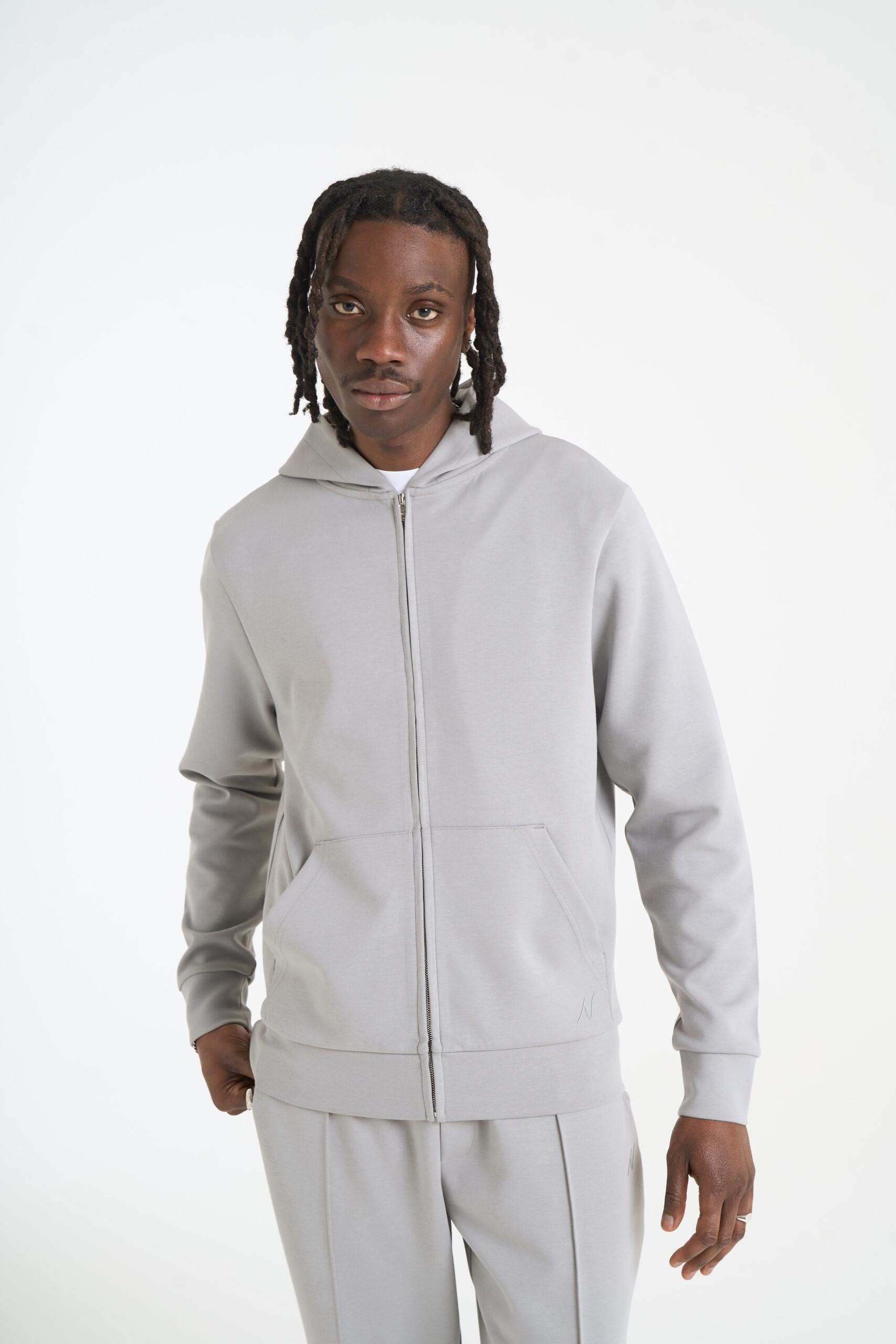 NICCE Mens Luxe Full Zip Hoodie | Circular Grey