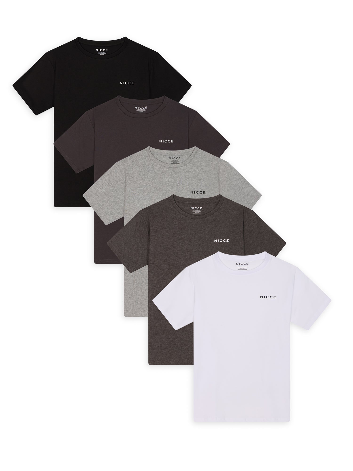 Nicce Men's 5-Pack 100% Cotton Crew Neck Night T-Shirts in Assorted Colours | Size: Small