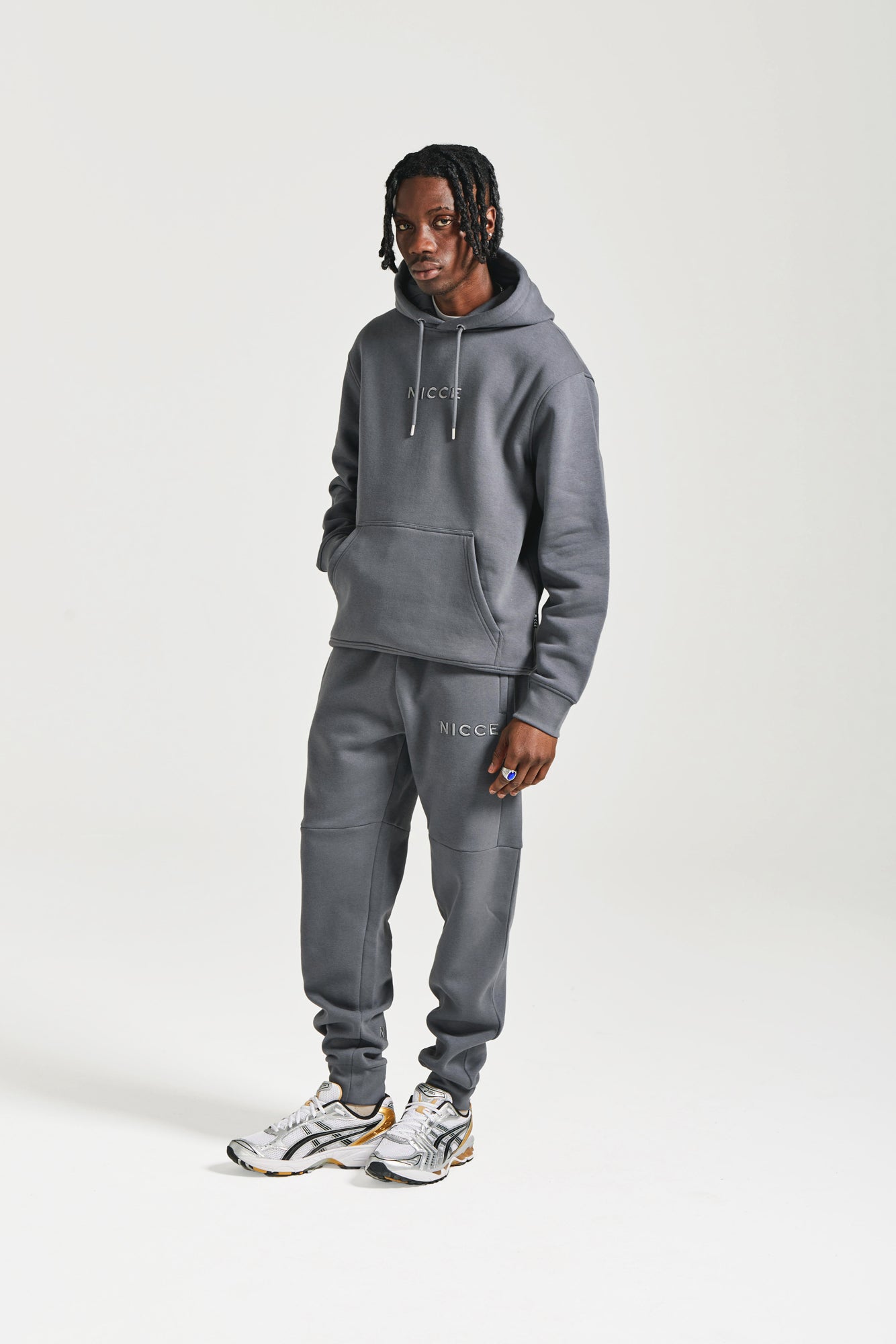 NICCE Mens Mini Mercury Hoodie Jogger Tracksuit Set Graphite