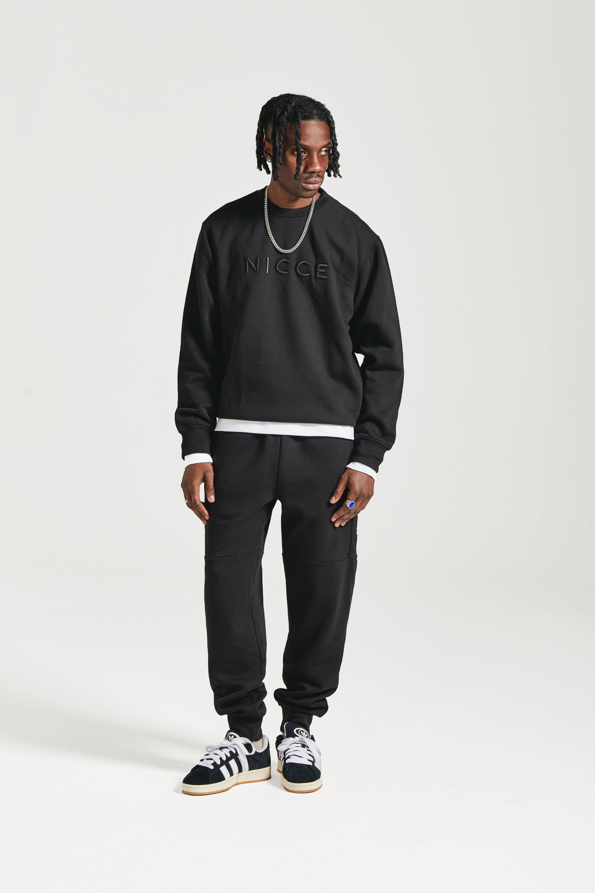 NICCE Mens Mercury Sweat & Jogger Tracksuit Set | Black