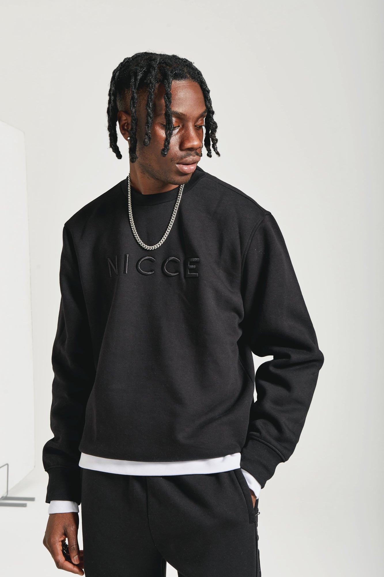 NICCE Mens Mercury Sweat Jogger Tracksuit Set Black