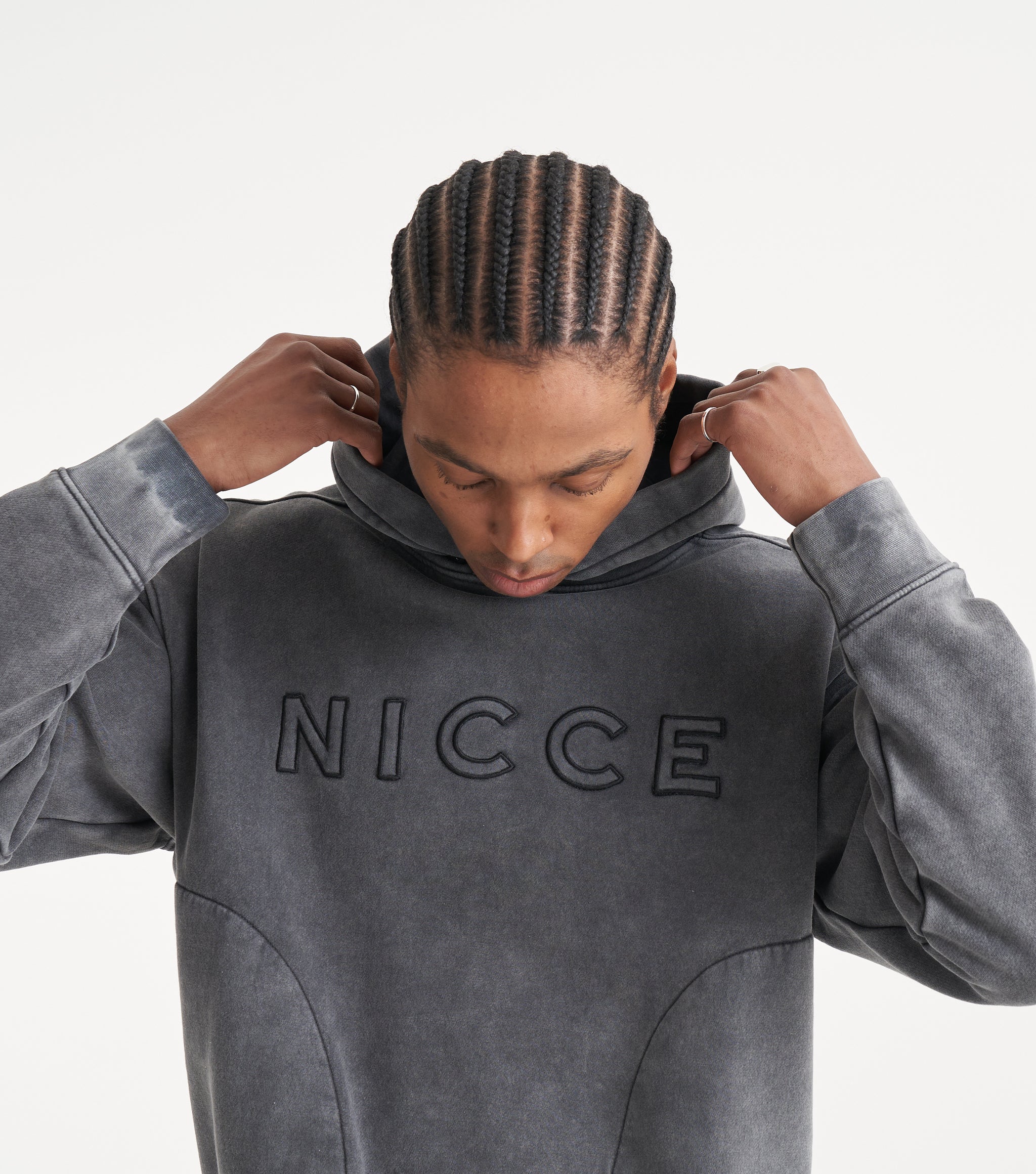 NICCE Mens Tima Hoodie Washed Black