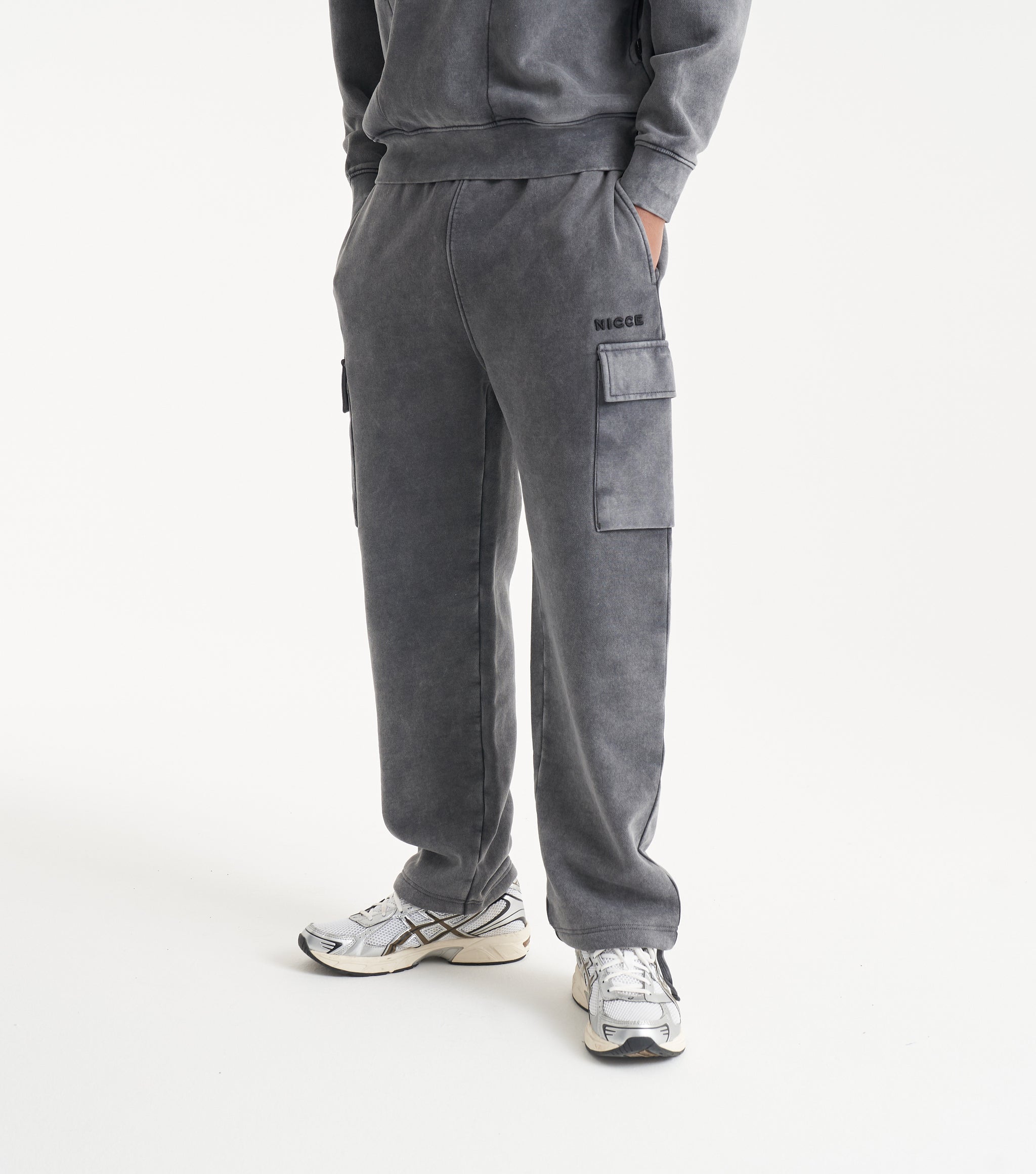 NICCE Mens Tima Cargo Joggers Washed Black - Main Image