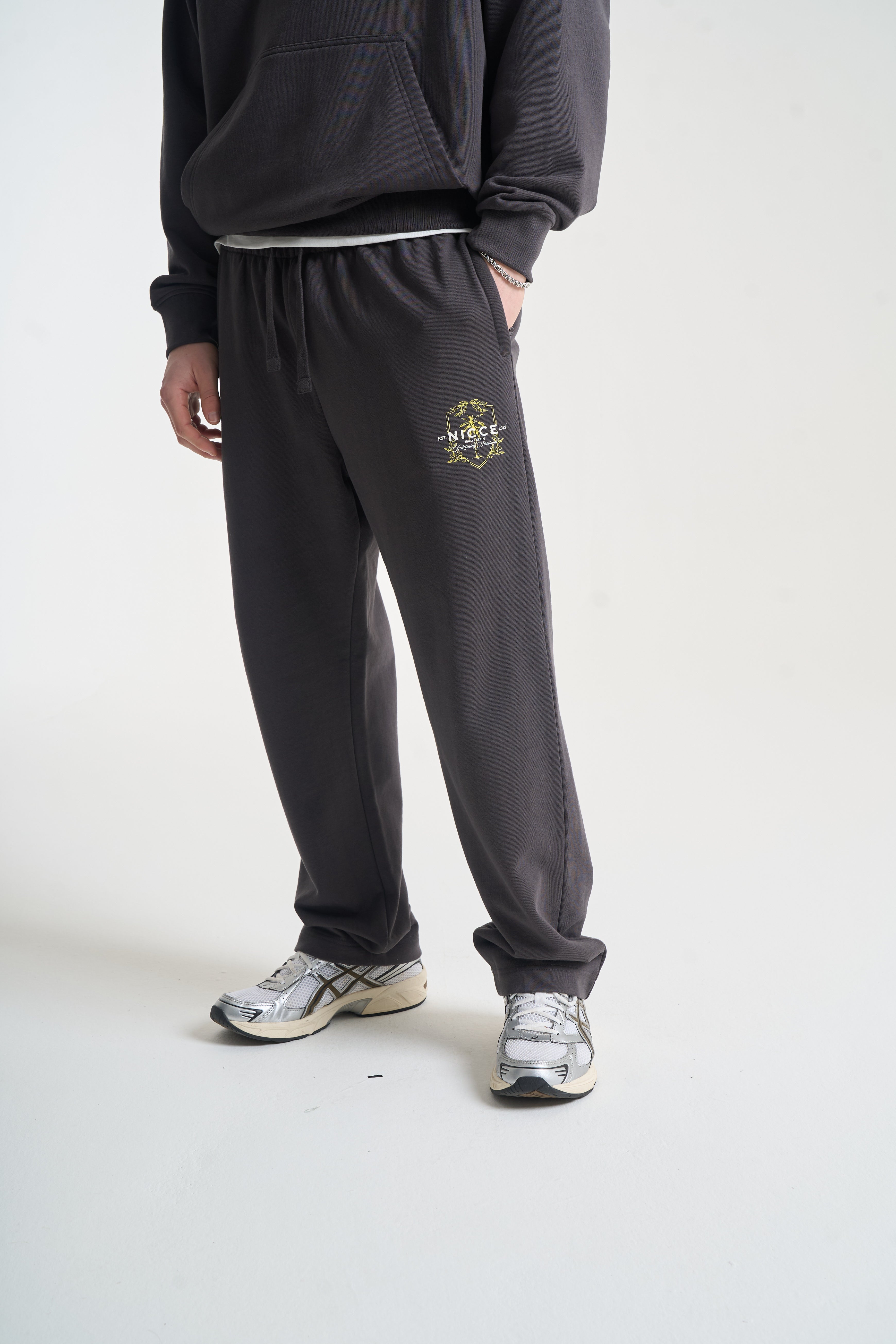 NICCE Mens Cresta Open Hem Joggers | Coal