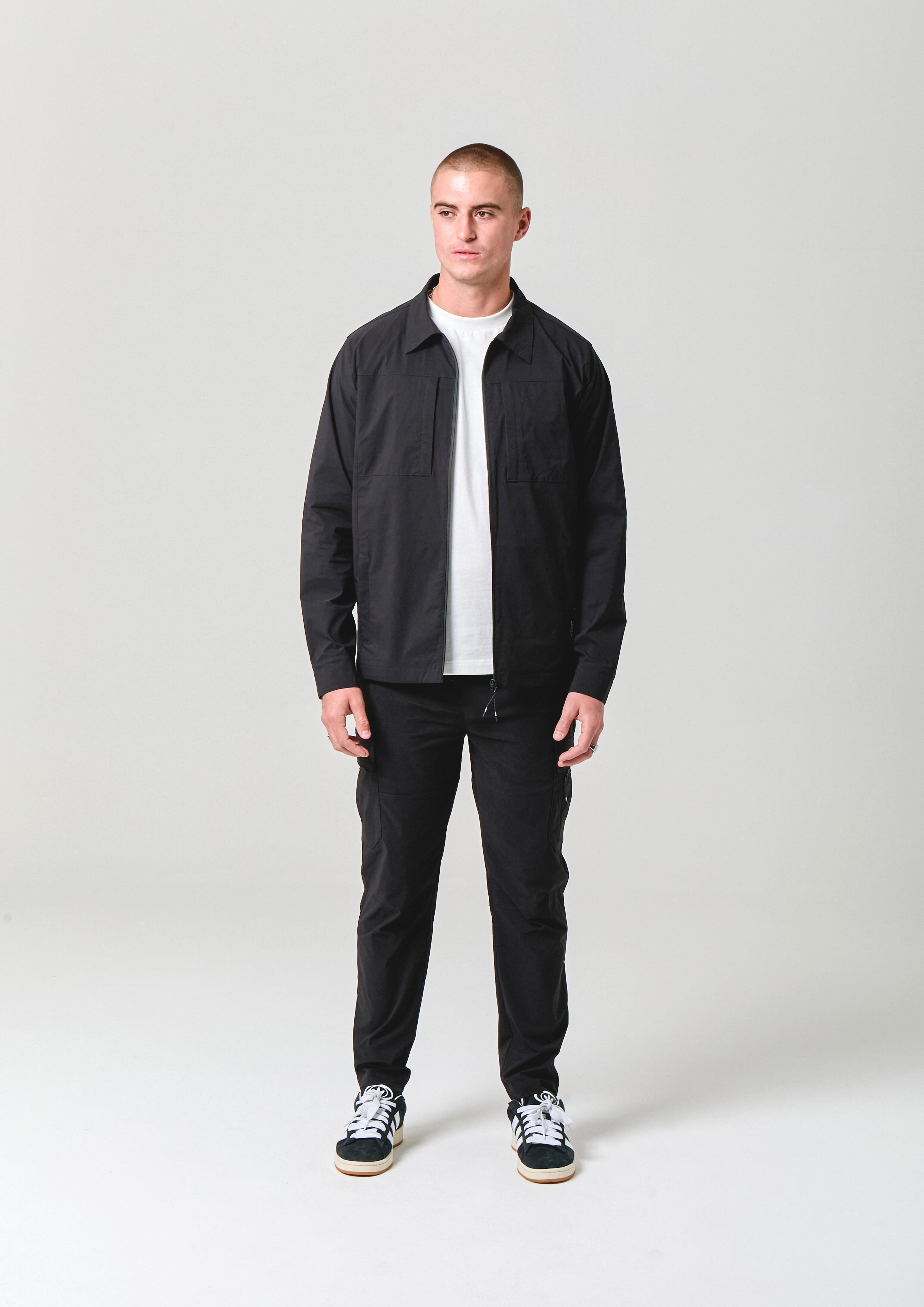NICCE Mens Odyssey Shacket & Cargo Set | Black