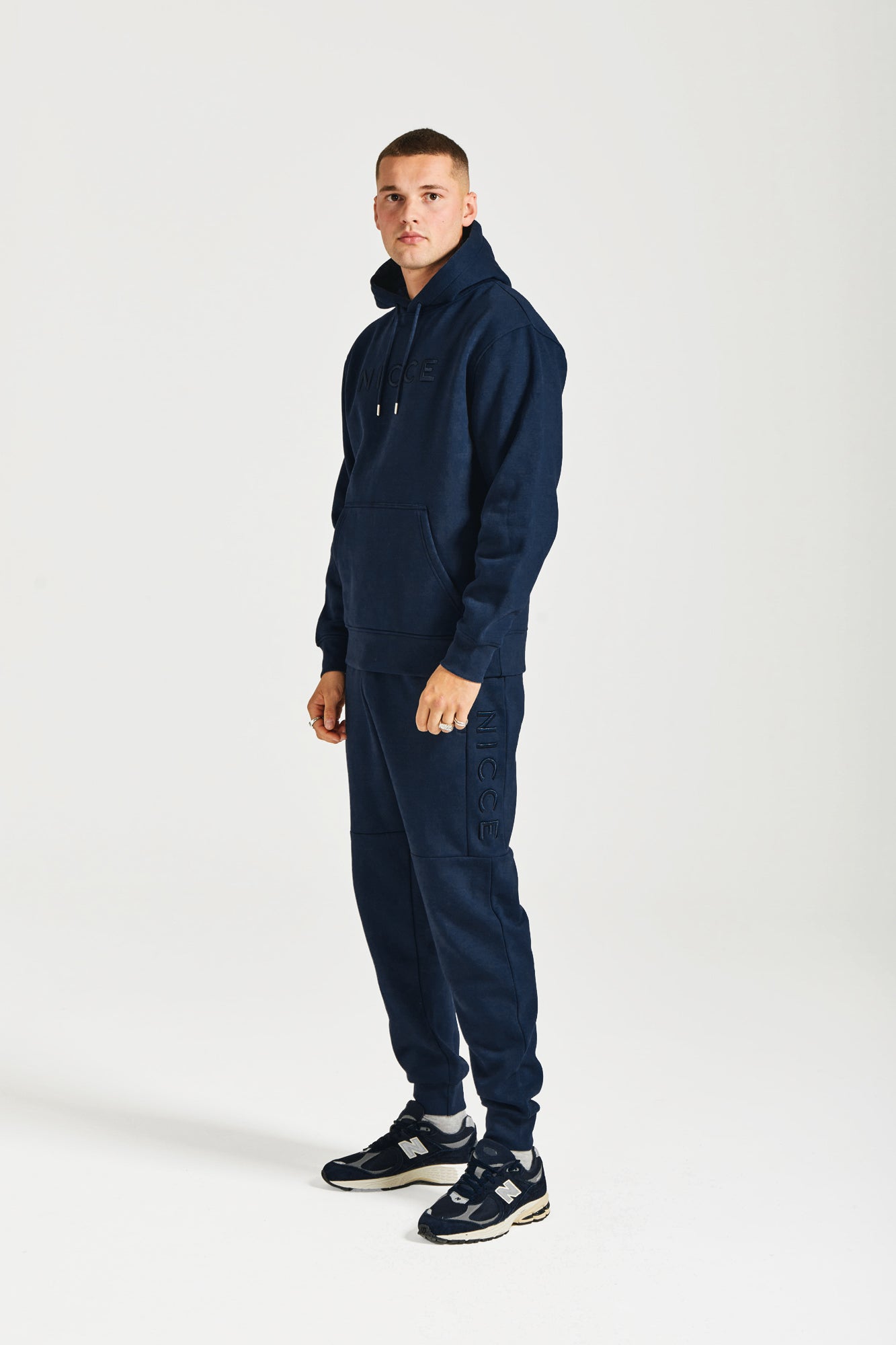 NICCE Mens Mercury Hoodie Jogger Tracksuit Set Navy